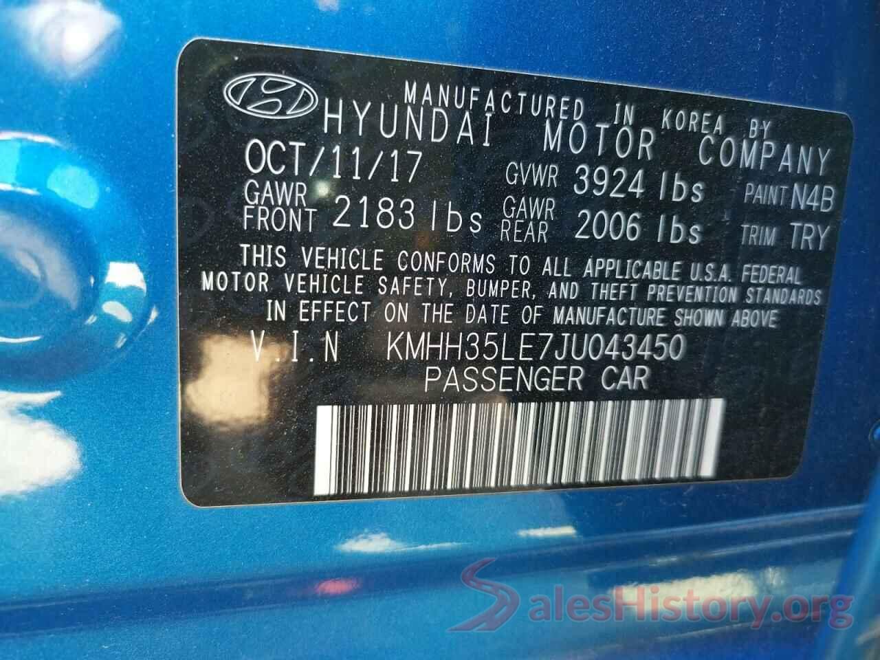 KMHH35LE7JU043450 2018 HYUNDAI ELANTRA