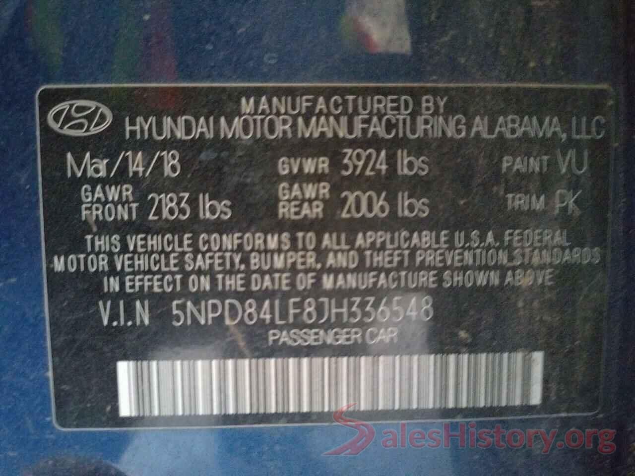 5NPD84LF8JH336548 2018 HYUNDAI ELANTRA