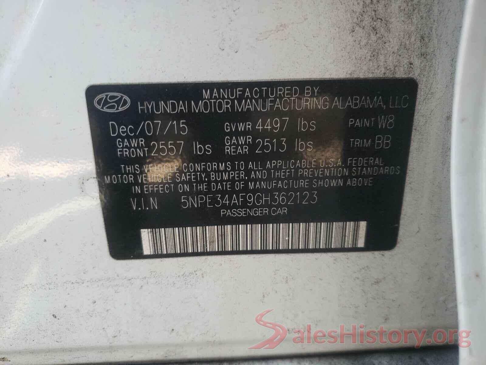 5NPE34AF9GH362123 2016 HYUNDAI SONATA