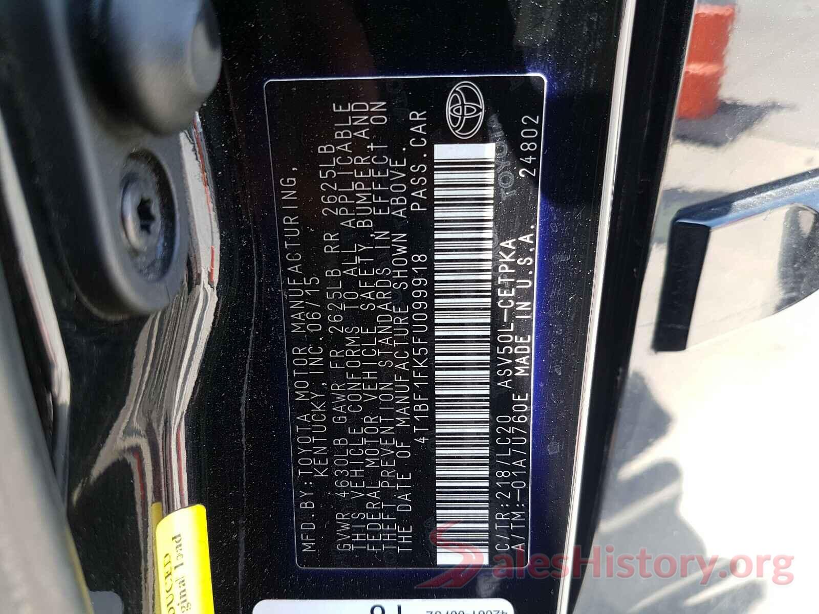 4T1BF1FK5FU099918 2015 TOYOTA CAMRY