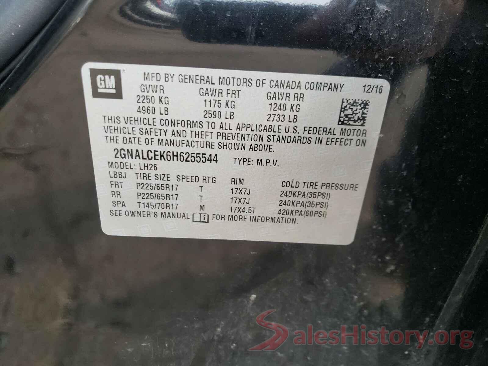 2GNALCEK6H6255544 2017 CHEVROLET EQUINOX