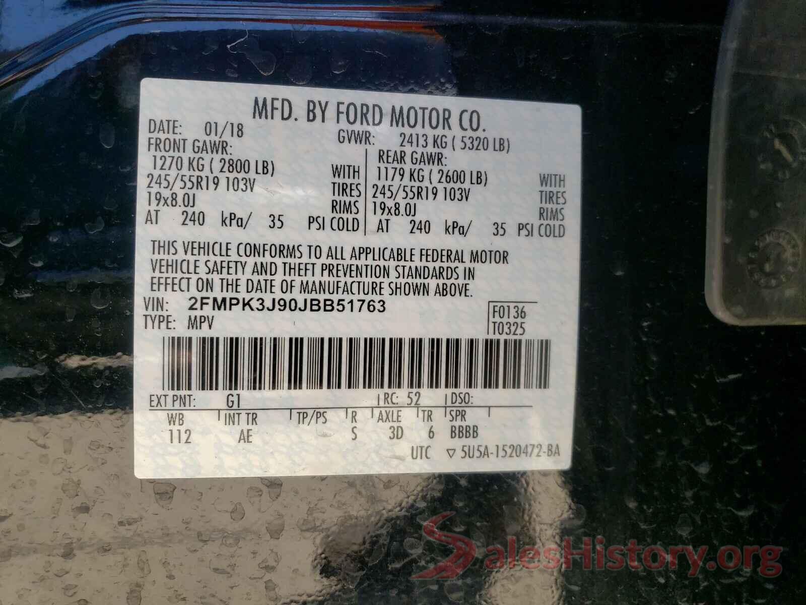 2FMPK3J90JBB51763 2018 FORD EDGE