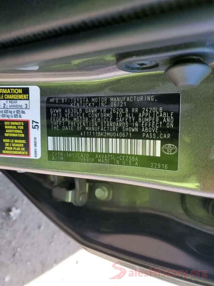 4T1T11BK2MU040671 2021 TOYOTA CAMRY