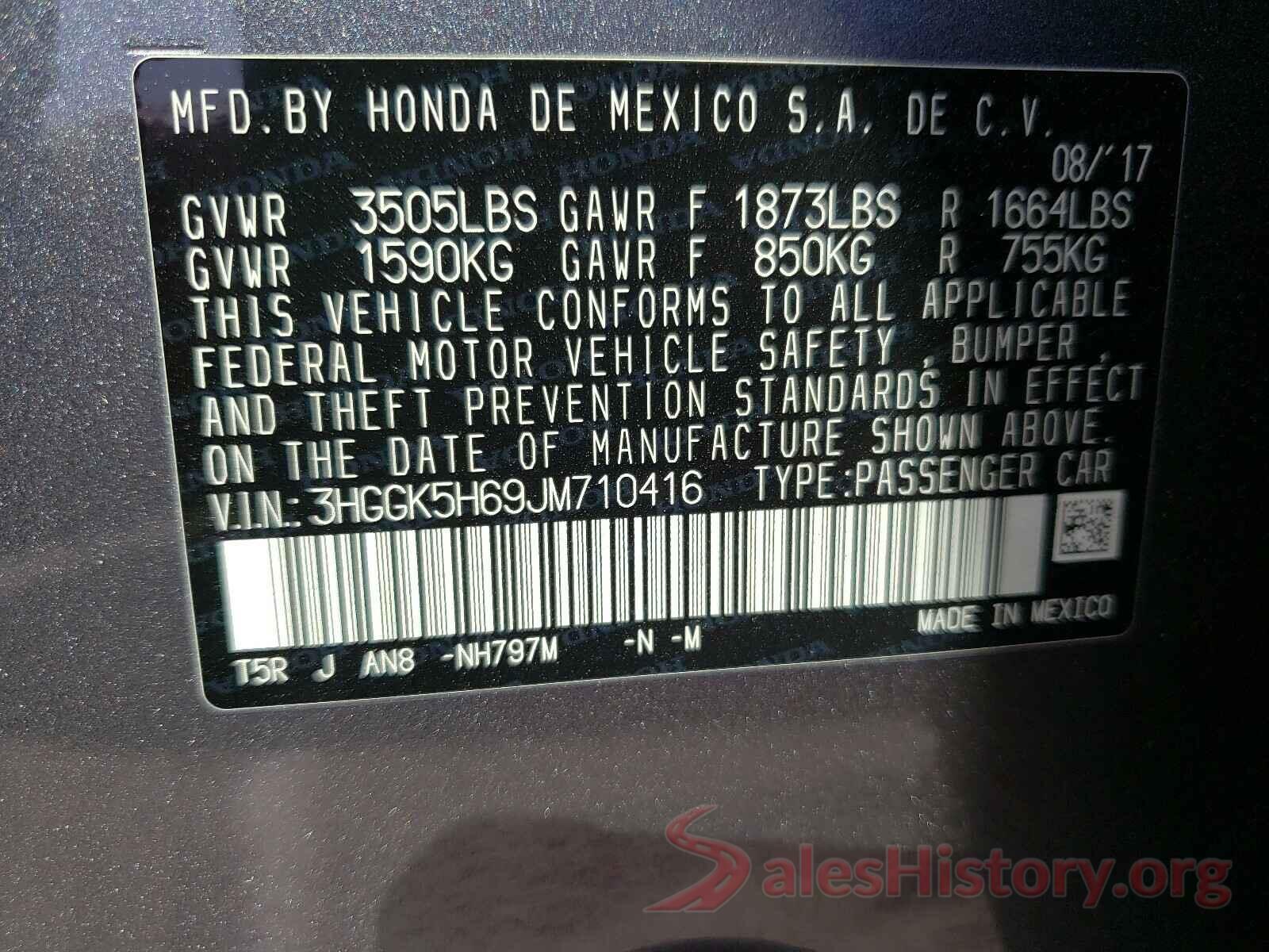 3HGGK5H69JM710416 2018 HONDA FIT