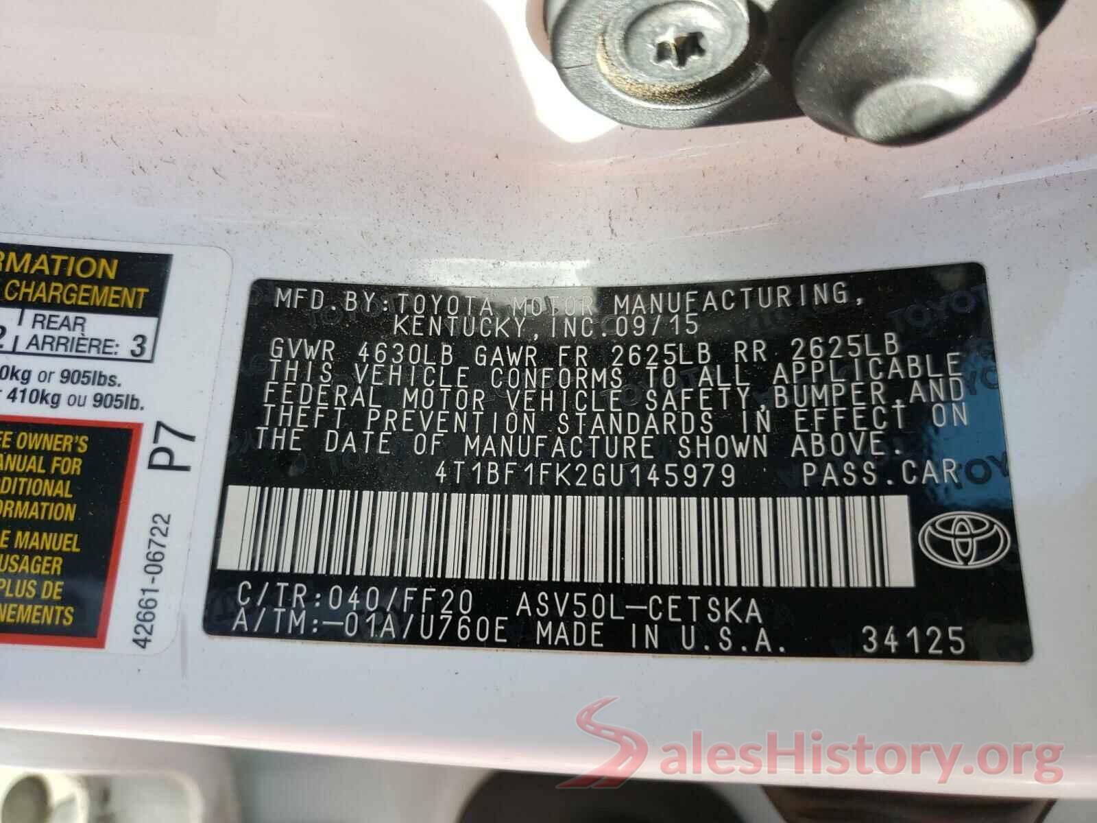 4T1BF1FK2GU145979 2016 TOYOTA CAMRY