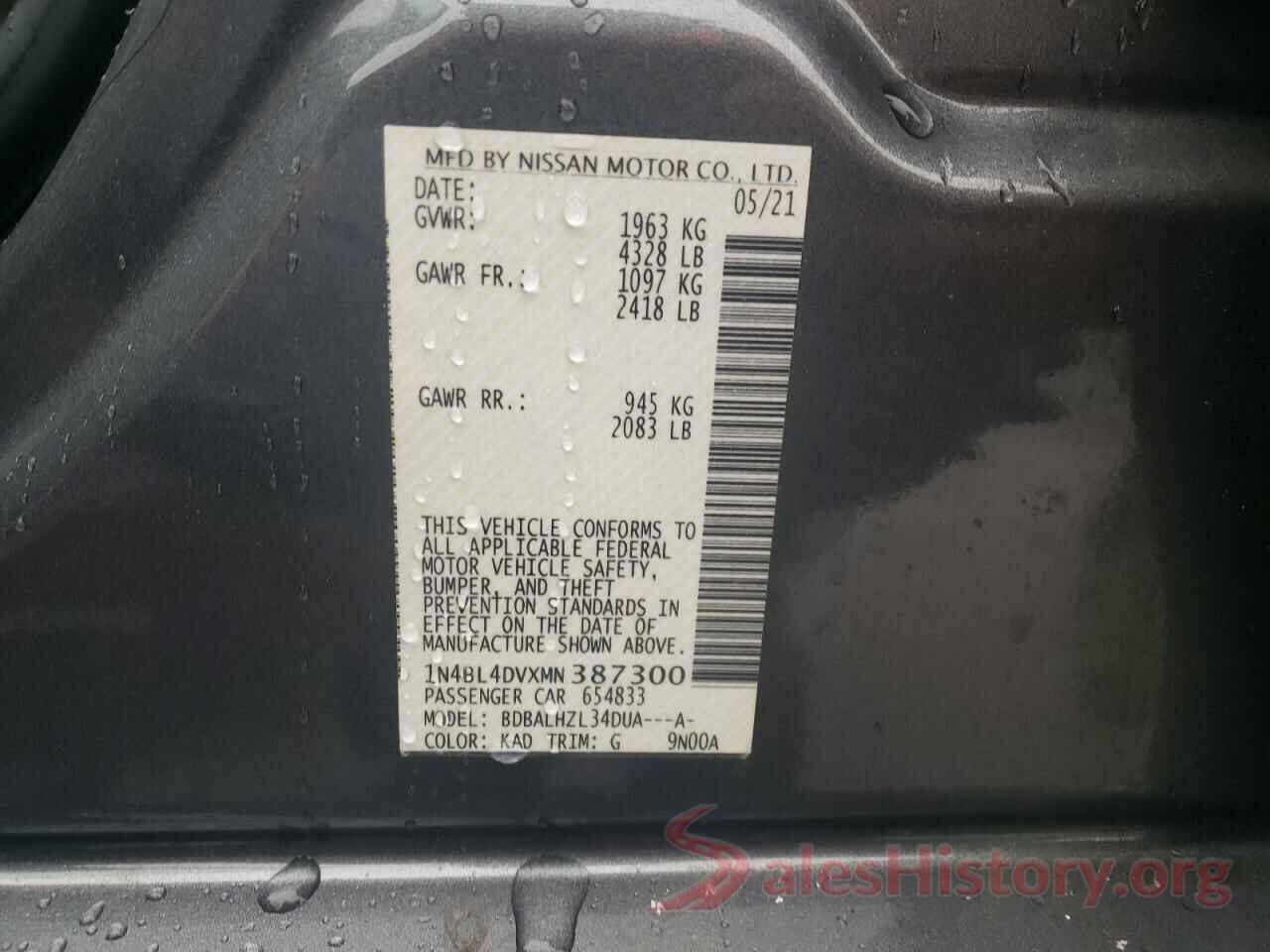 1N4BL4DVXMN387300 2021 NISSAN ALTIMA