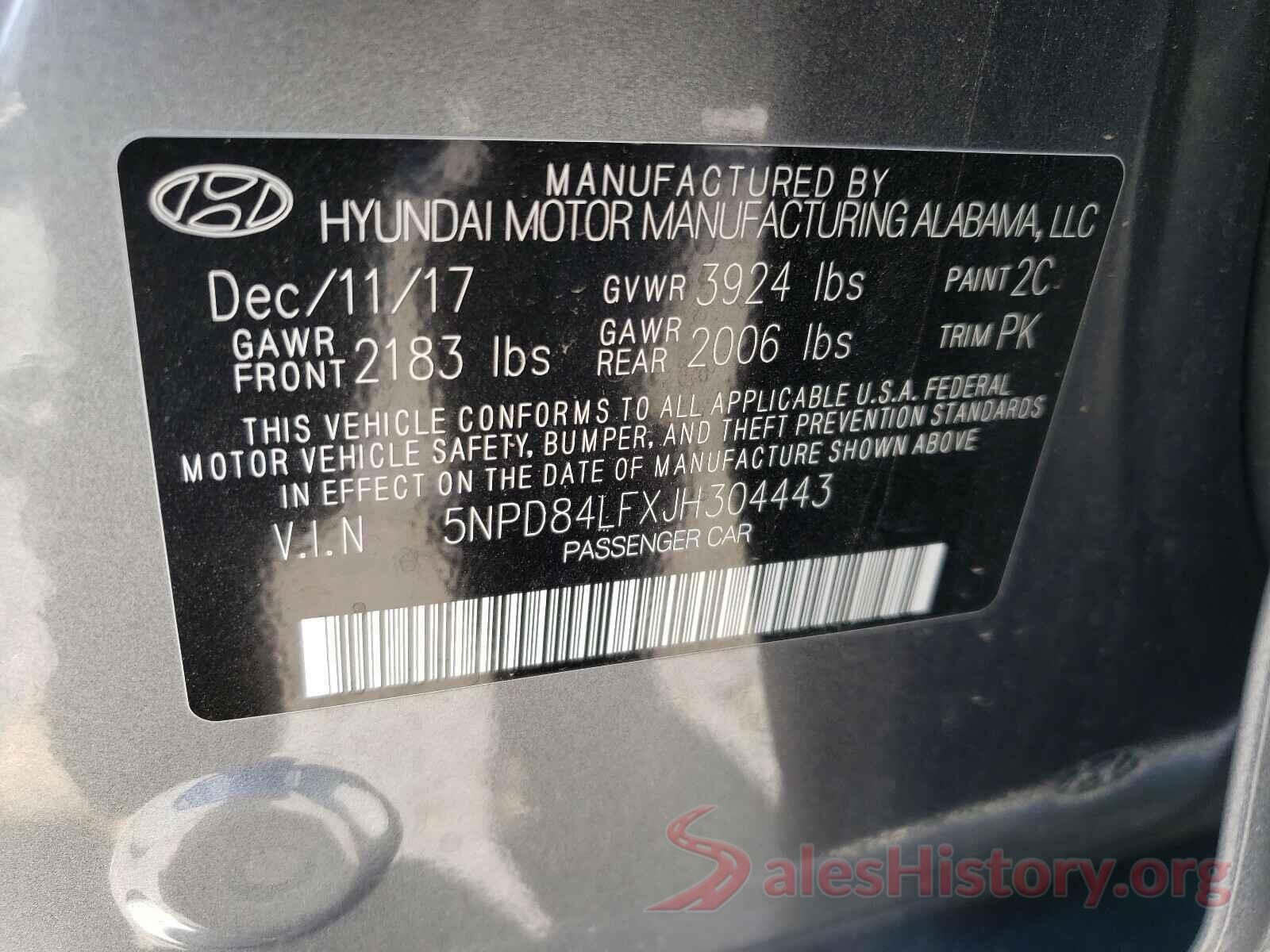 5NPD84LFXJH304443 2018 HYUNDAI ELANTRA