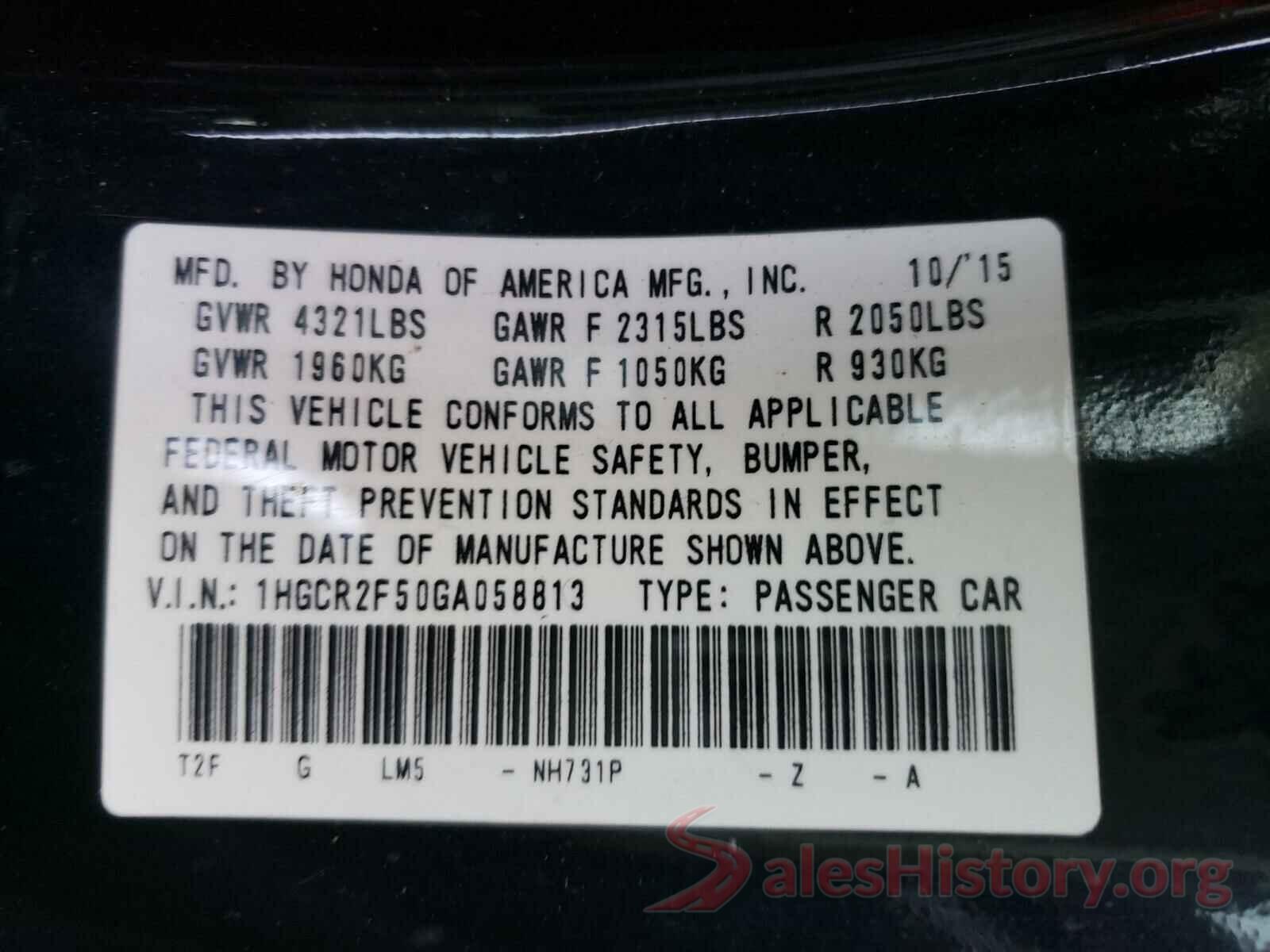 1HGCR2F50GA058813 2016 HONDA ACCORD