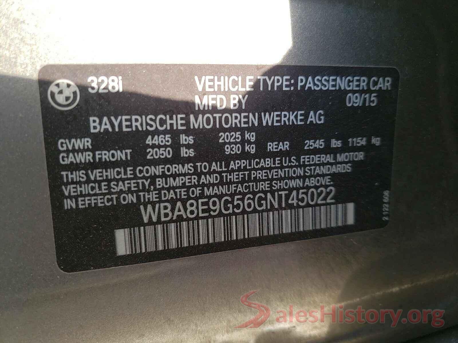 WBA8E9G56GNT45022 2016 BMW 3 SERIES