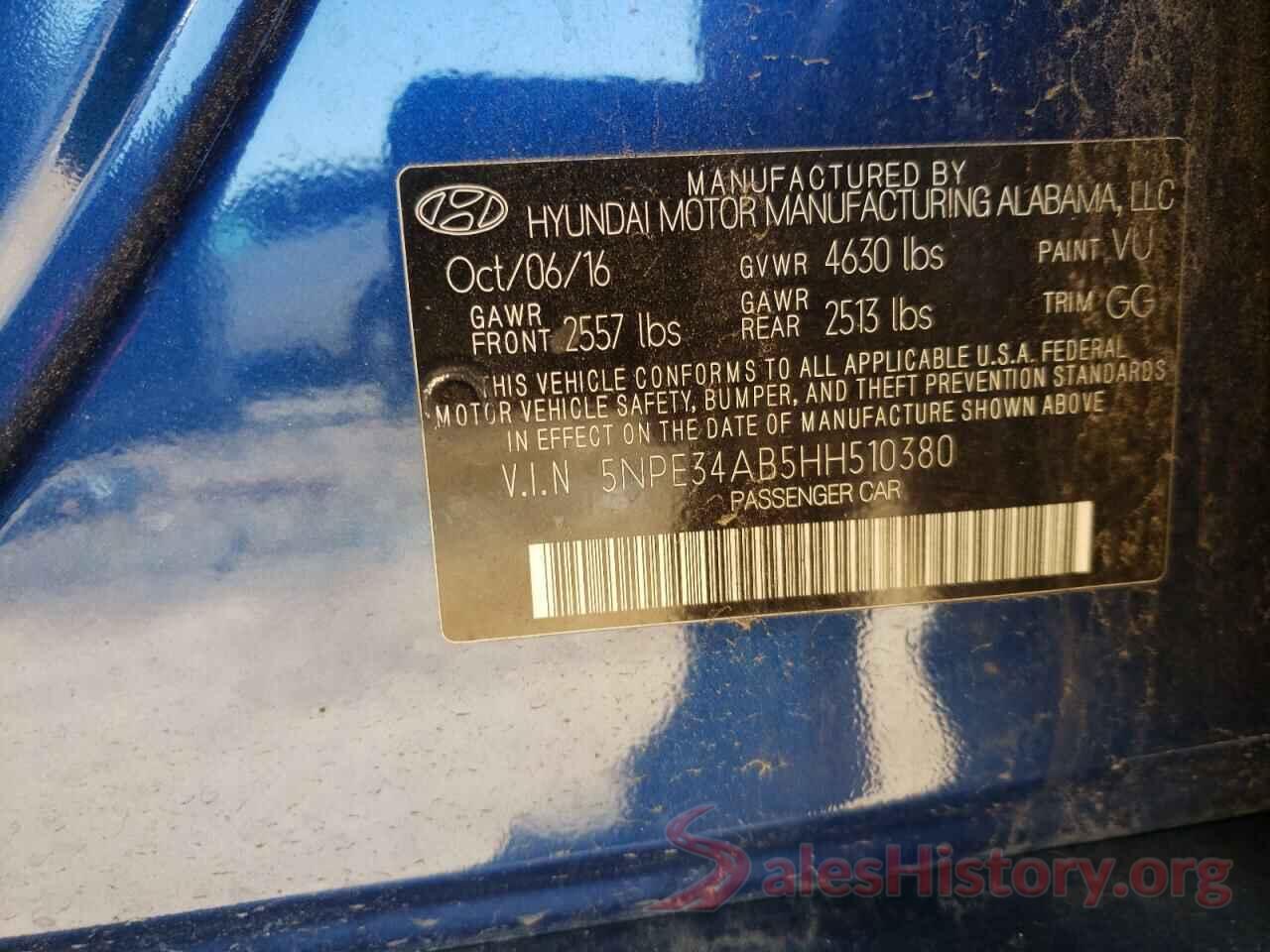 5NPE34AB5HH510380 2017 HYUNDAI SONATA