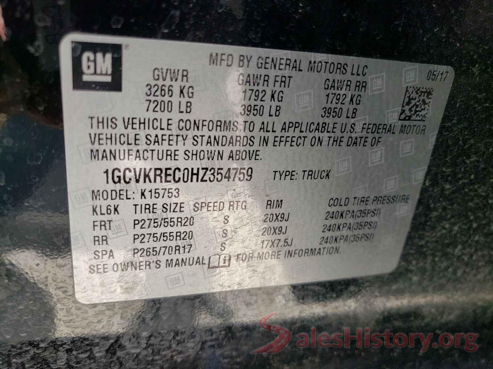 1GCVKREC0HZ354759 2017 CHEVROLET SILVERADO