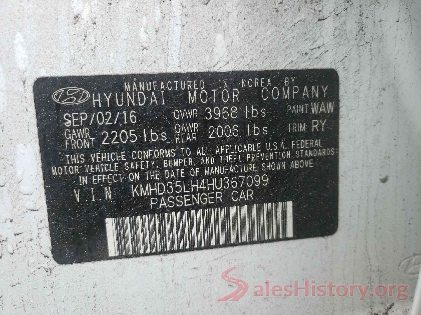 KMHD35LH4HU367099 2017 HYUNDAI ELANTRA