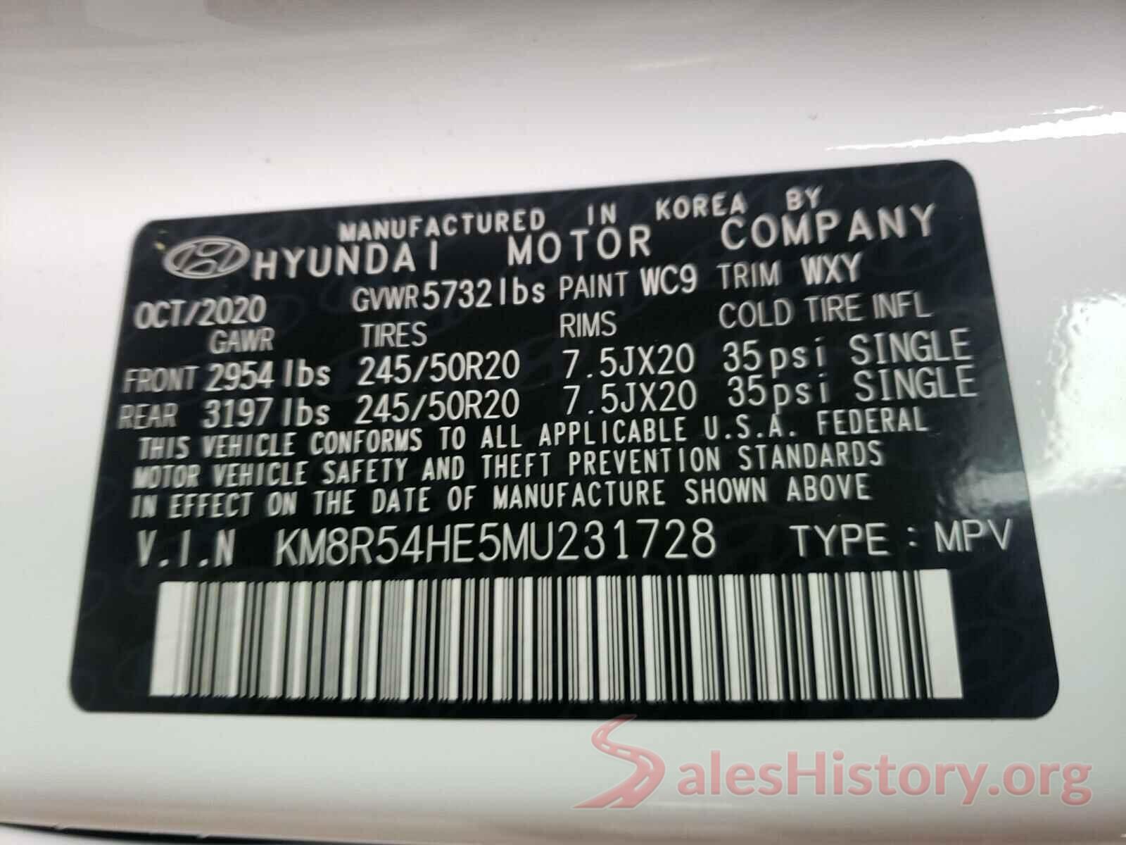 KM8R54HE5MU231728 2021 HYUNDAI PALISADE