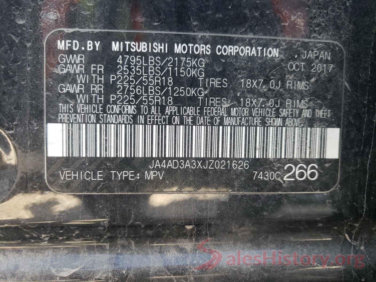 JA4AD3A3XJZ021626 2018 MITSUBISHI OUTLANDER