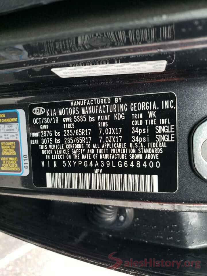 5XYPG4A39LG648400 2020 KIA SORENTO