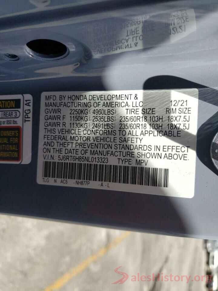 5J6RT6H85NL013323 2022 HONDA CRV