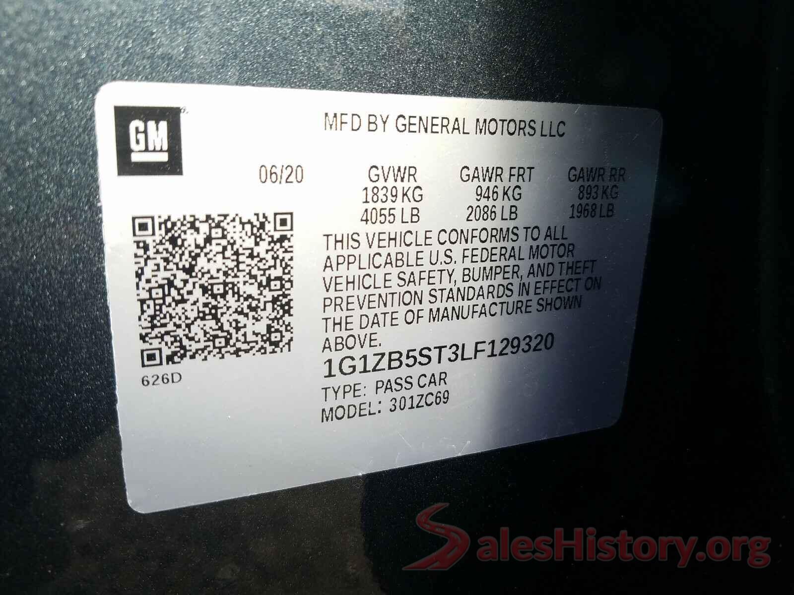 1G1ZB5ST3LF129320 2020 CHEVROLET MALIBU