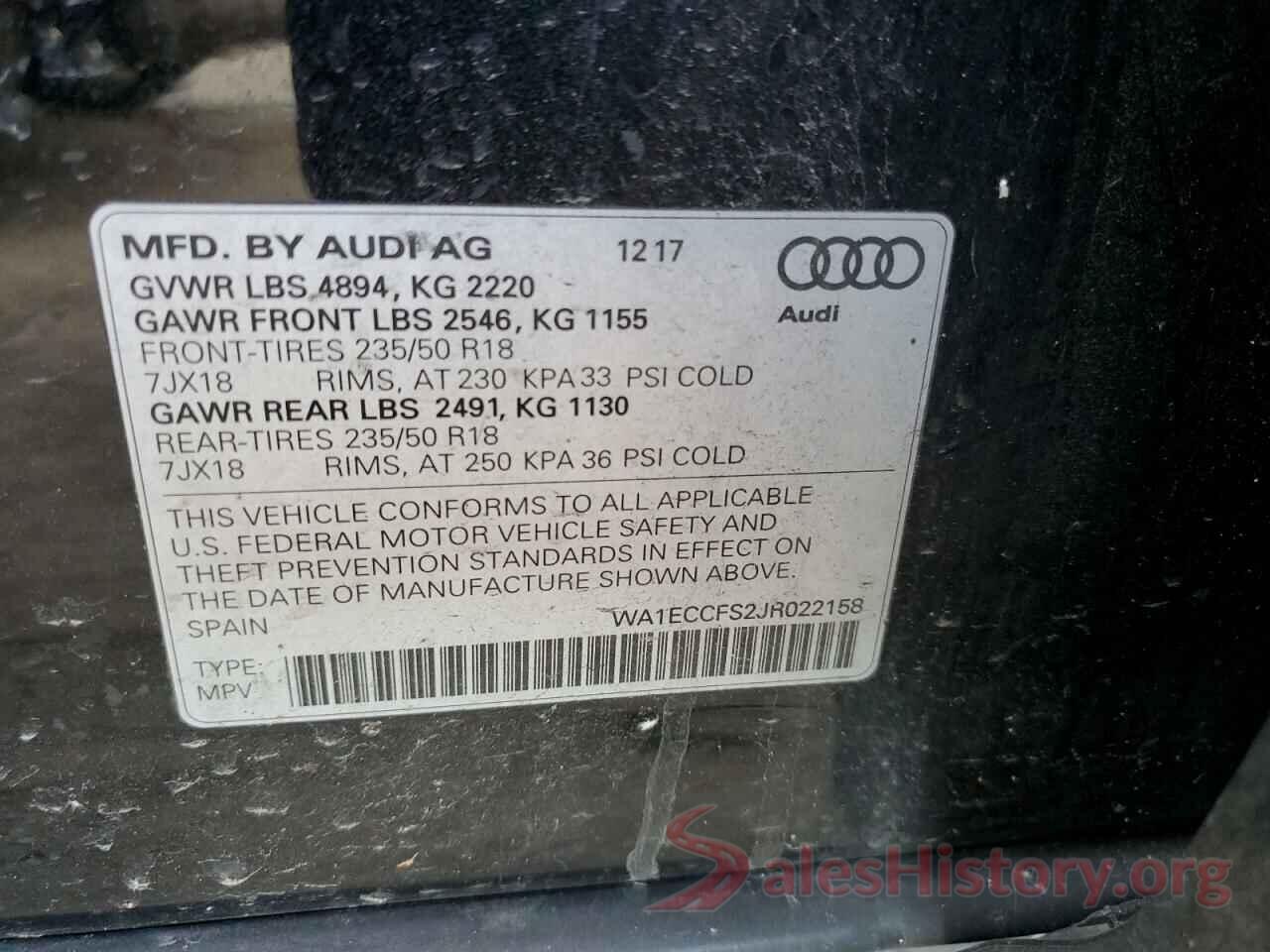 WA1ECCFS2JR022158 2018 AUDI Q3