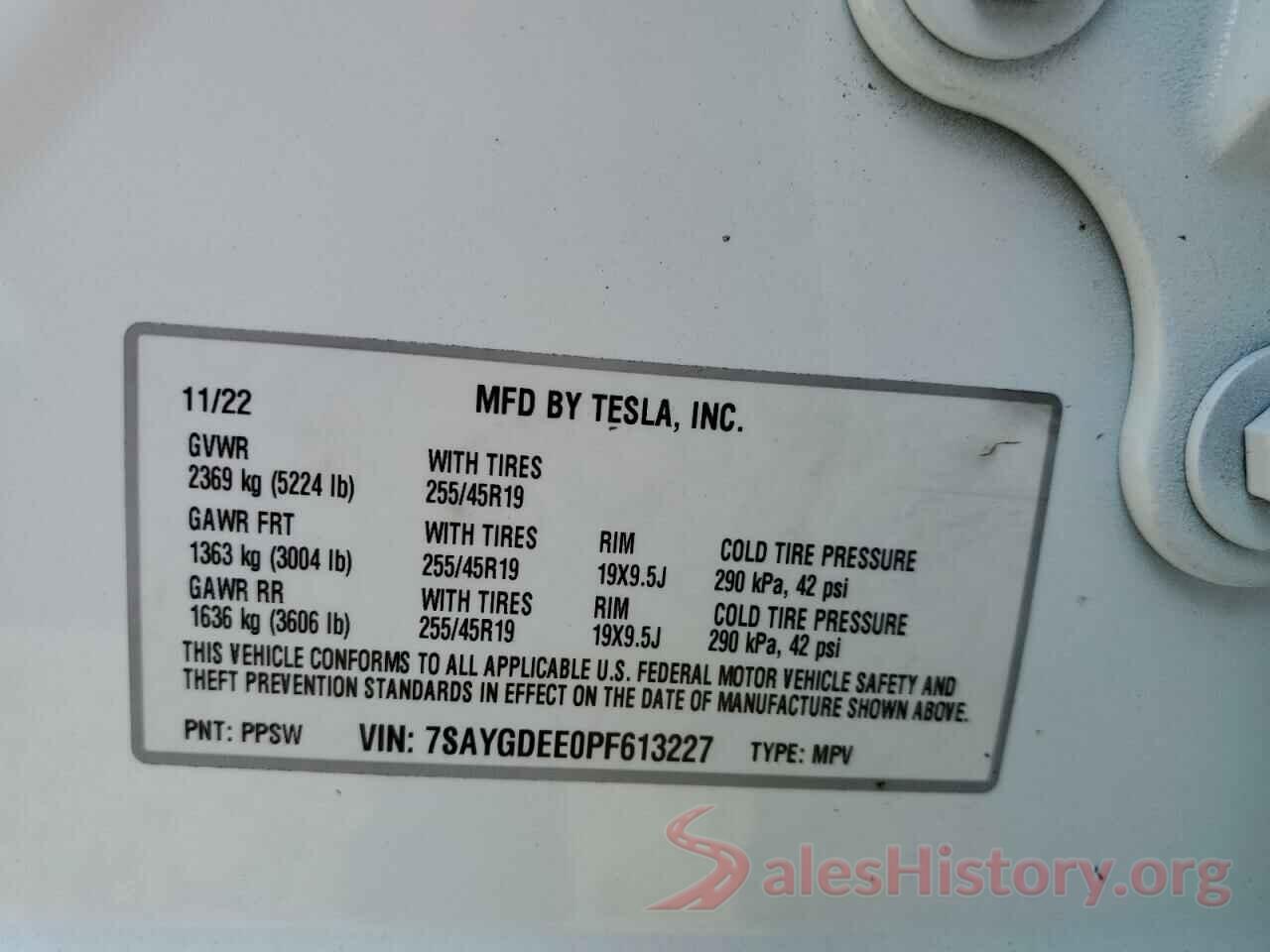 7SAYGDEE0PF613227 2023 TESLA MODEL Y