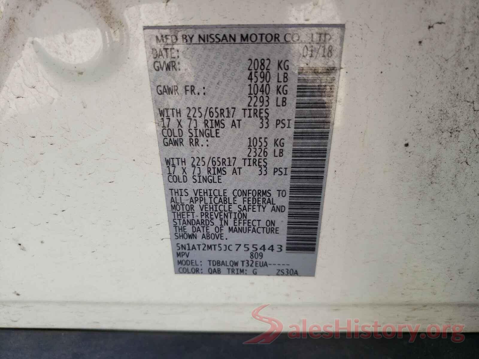 5N1AT2MT5JC755443 2018 NISSAN ROGUE