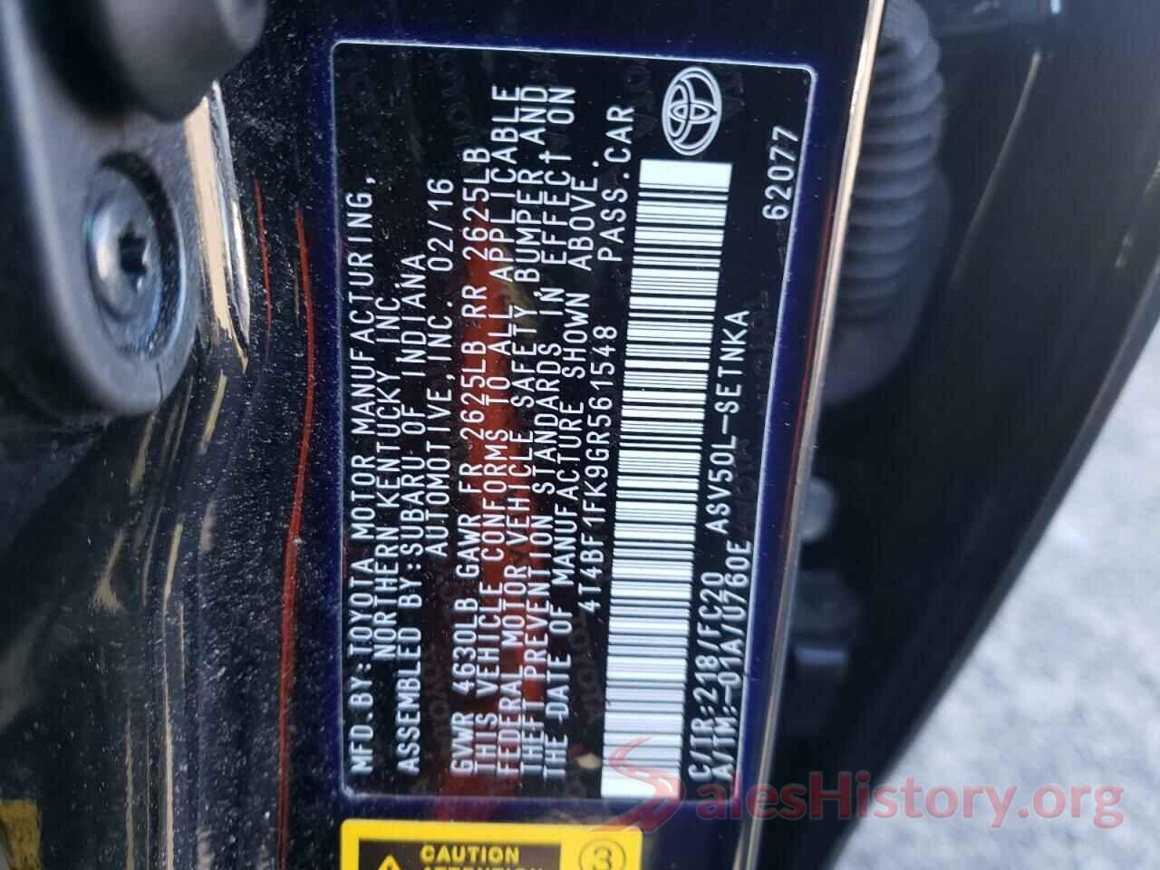 4T4BF1FK9GR561548 2016 TOYOTA CAMRY