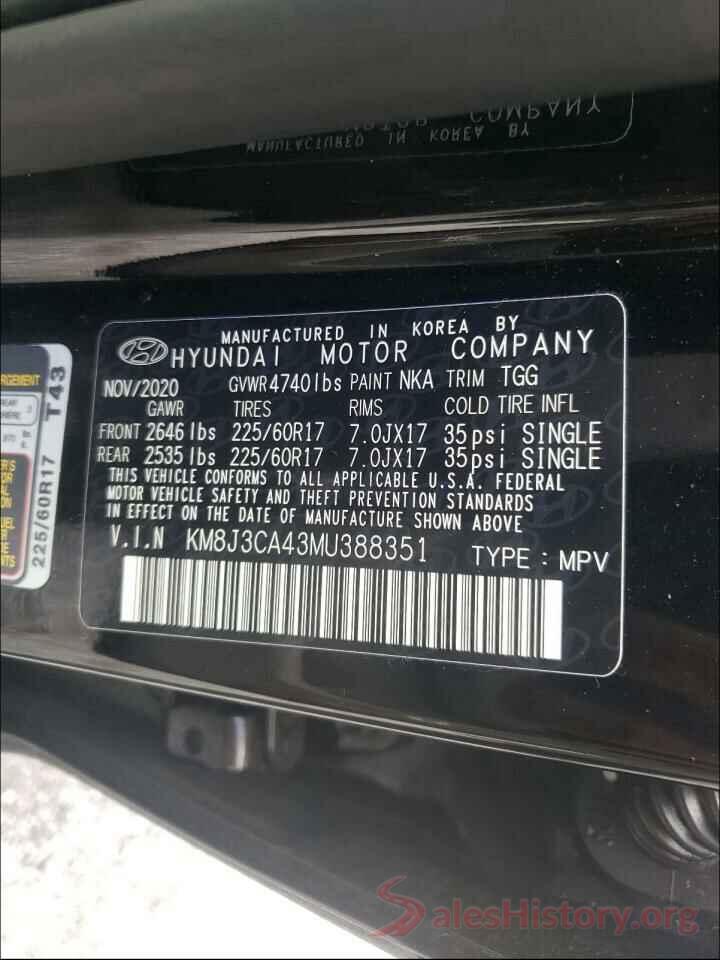 KM8J3CA43MU388351 2021 HYUNDAI TUCSON