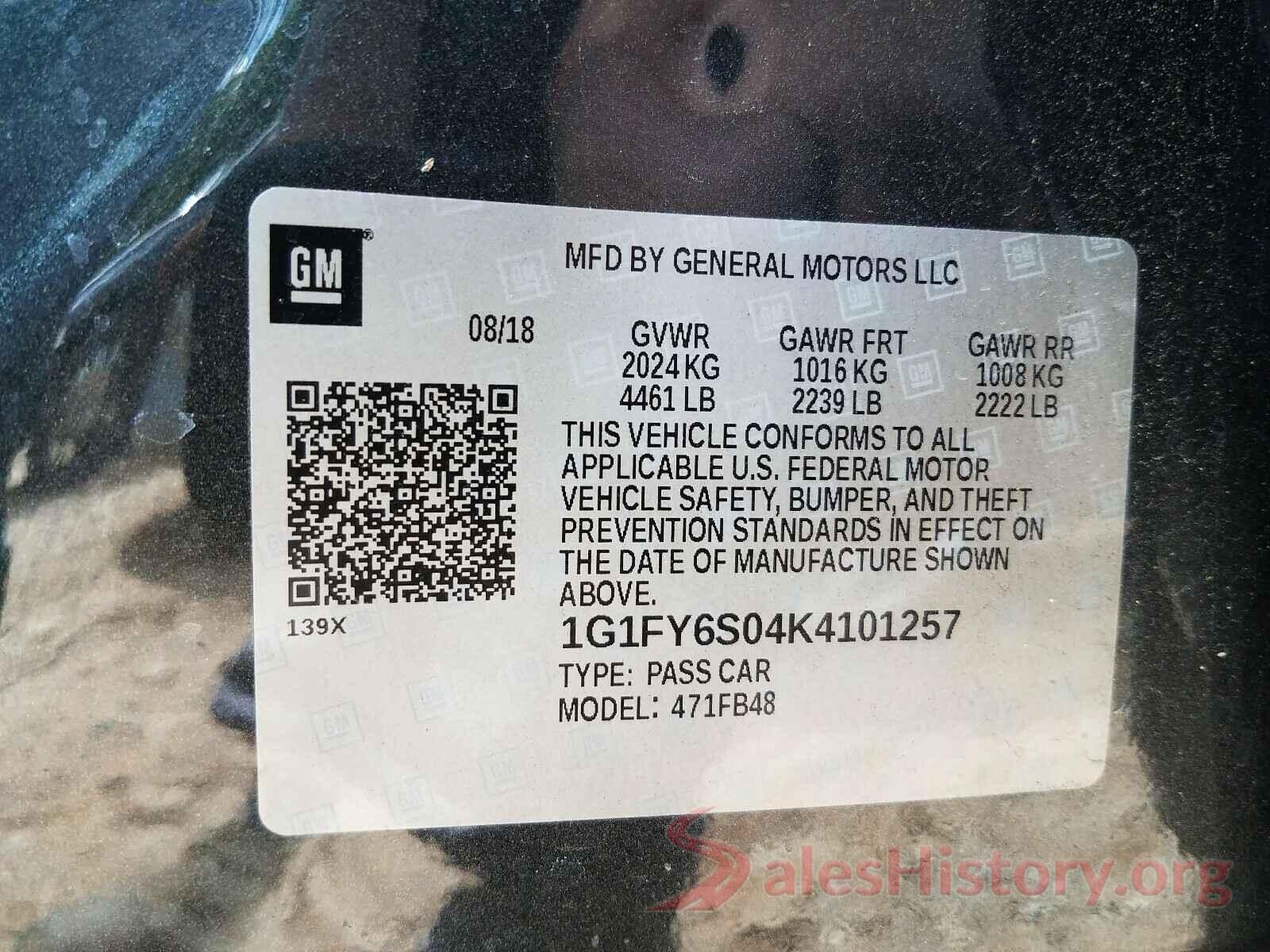 1G1FY6S04K4101257 2019 CHEVROLET BOLT