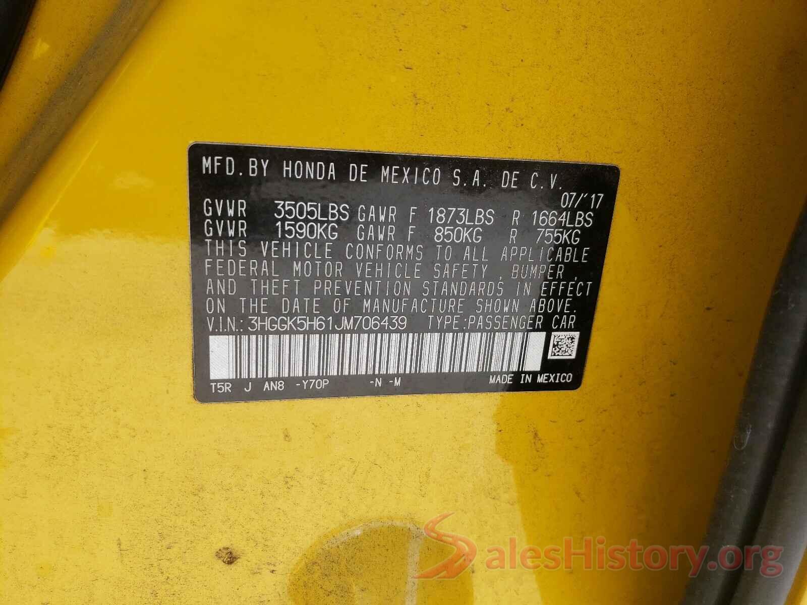 3HGGK5H61JM706439 2018 HONDA FIT