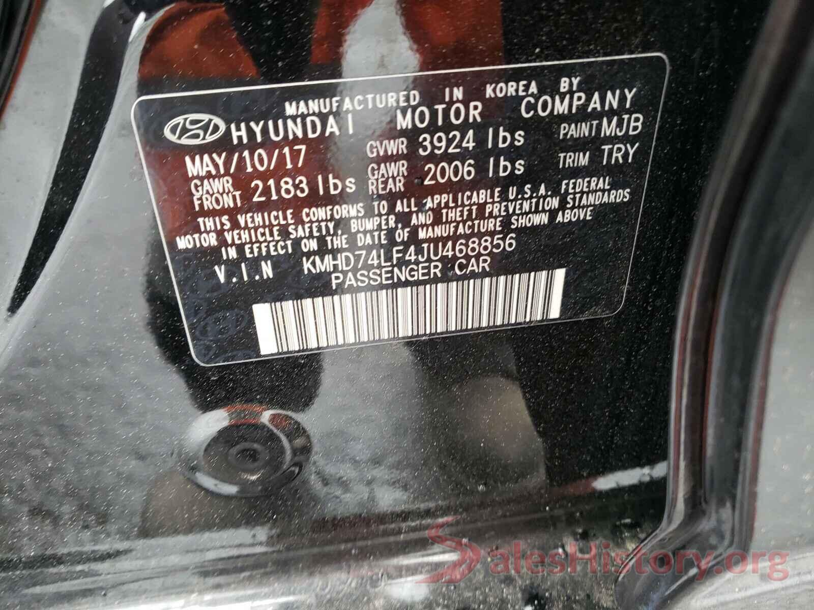 KMHD74LF4JU468856 2018 HYUNDAI ELANTRA