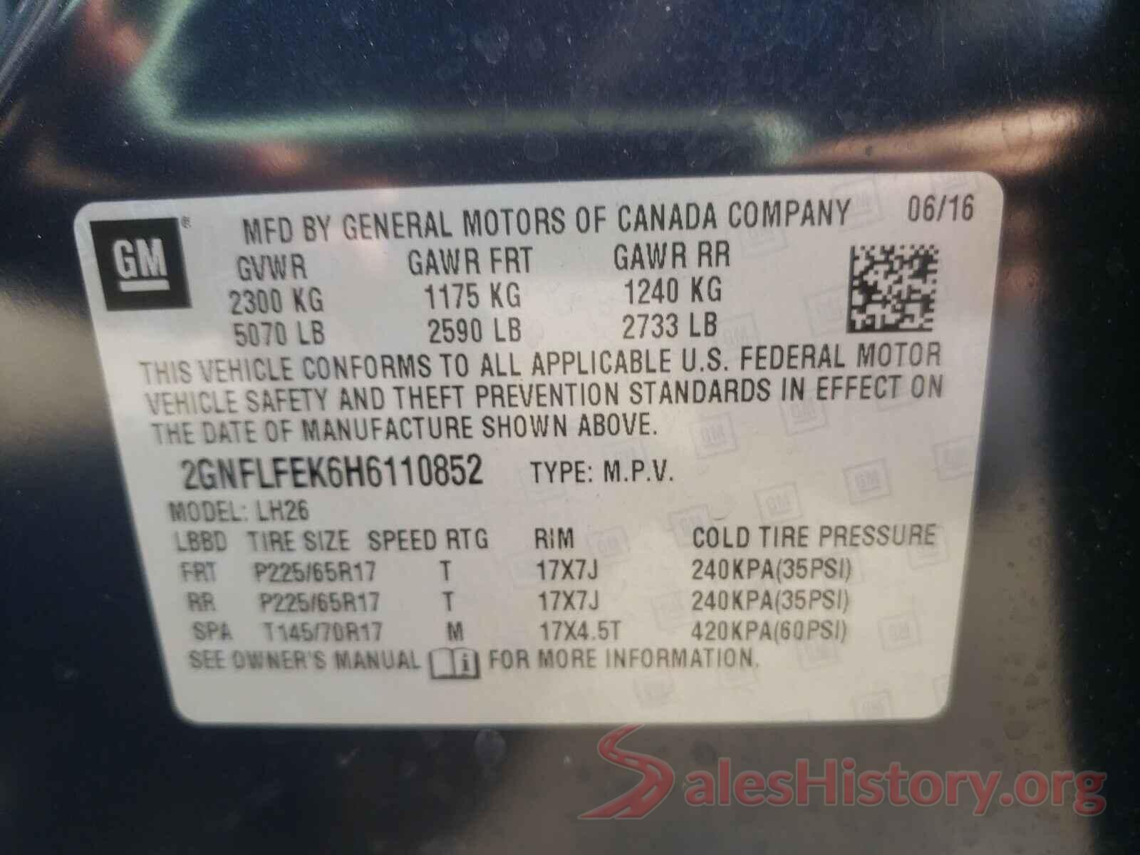 2GNFLFEK6H6110852 2017 CHEVROLET EQUINOX