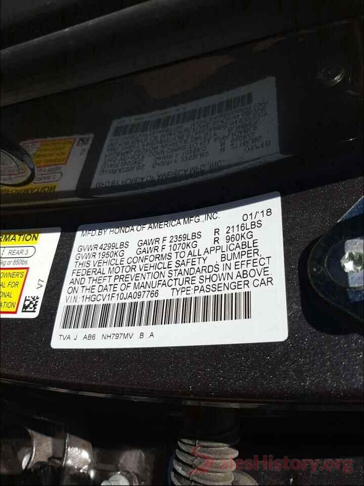 1HGCV1F10JA097766 2018 HONDA ACCORD