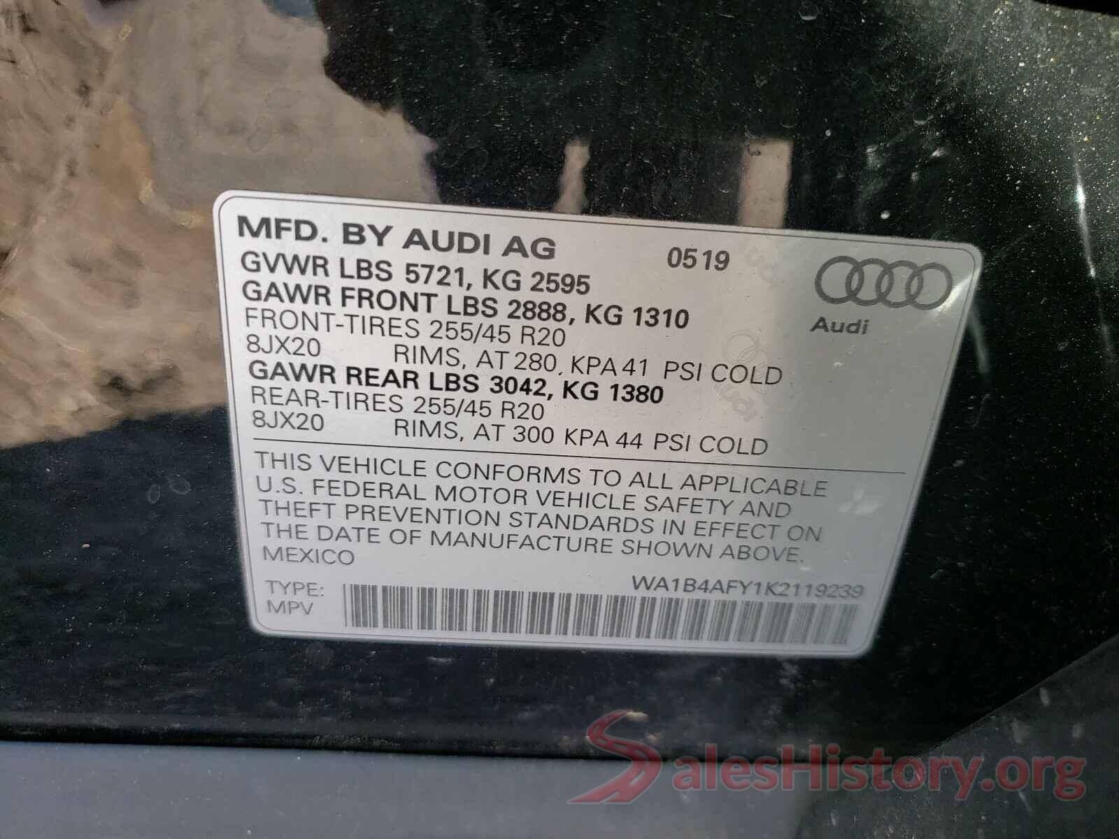 WA1B4AFY1K2119239 2019 AUDI SQ5