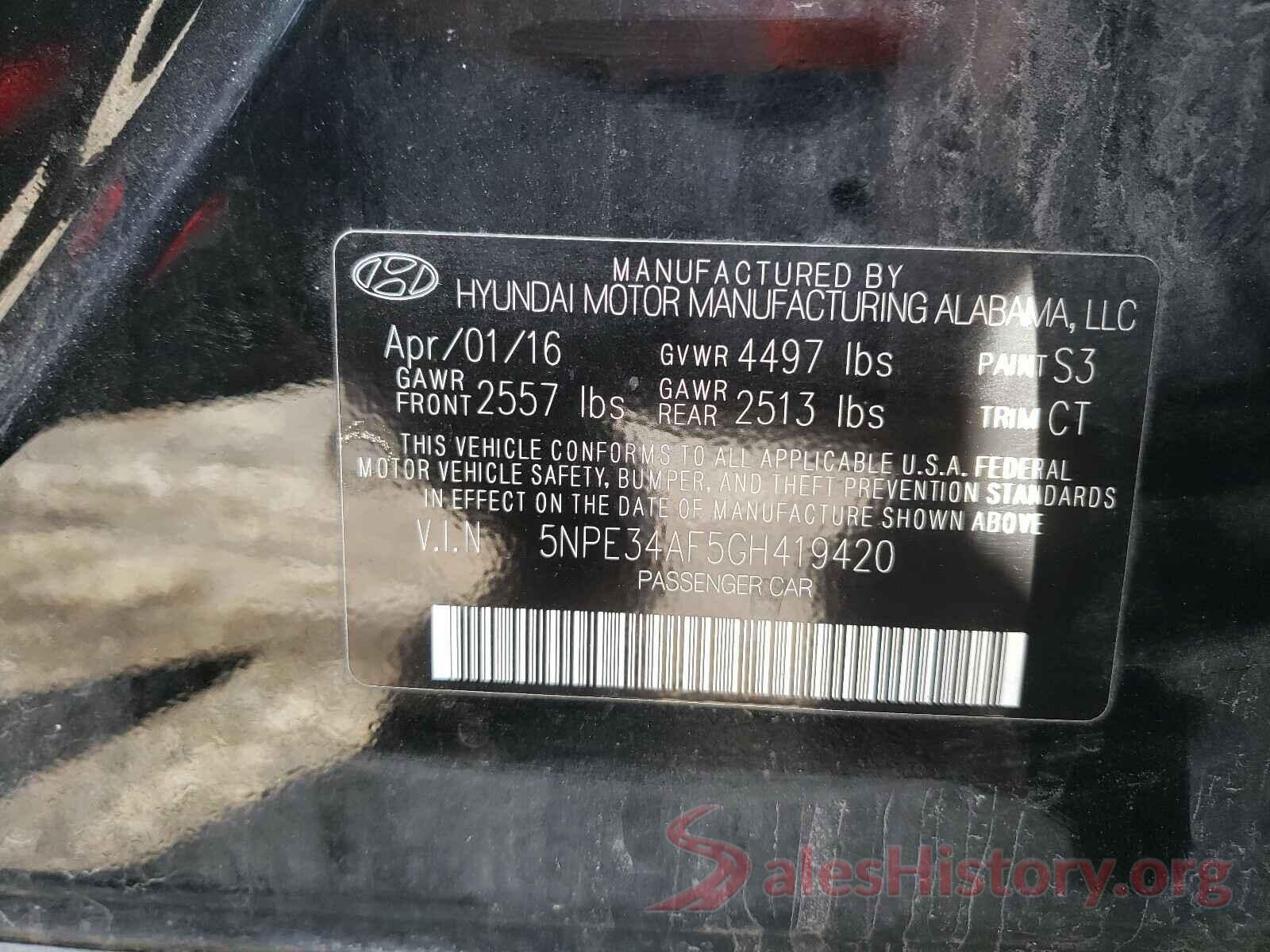 5NPE34AF5GH419420 2016 HYUNDAI SONATA