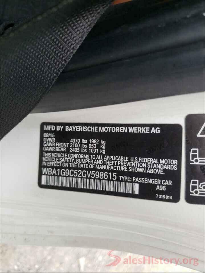 WBA1G9C52GV598615 2016 BMW 2 SERIES