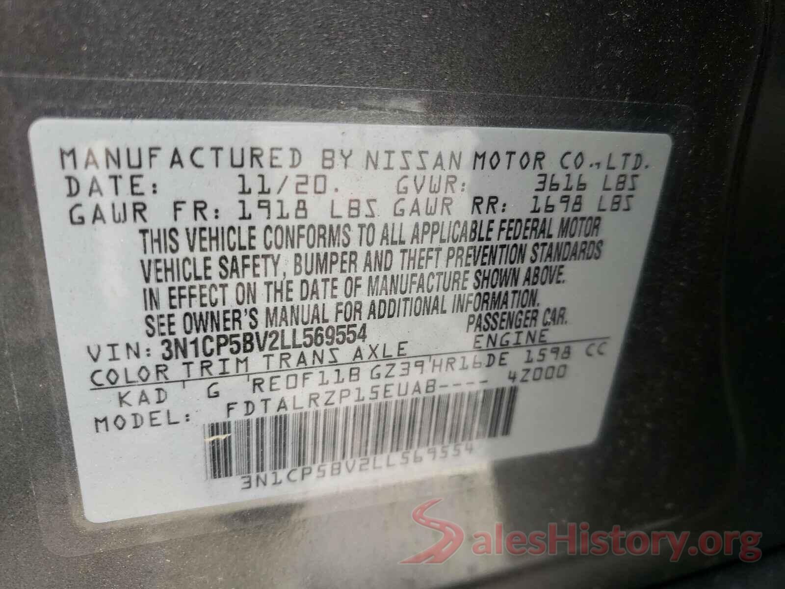 3N1CP5BV2LL569554 2020 NISSAN KICKS