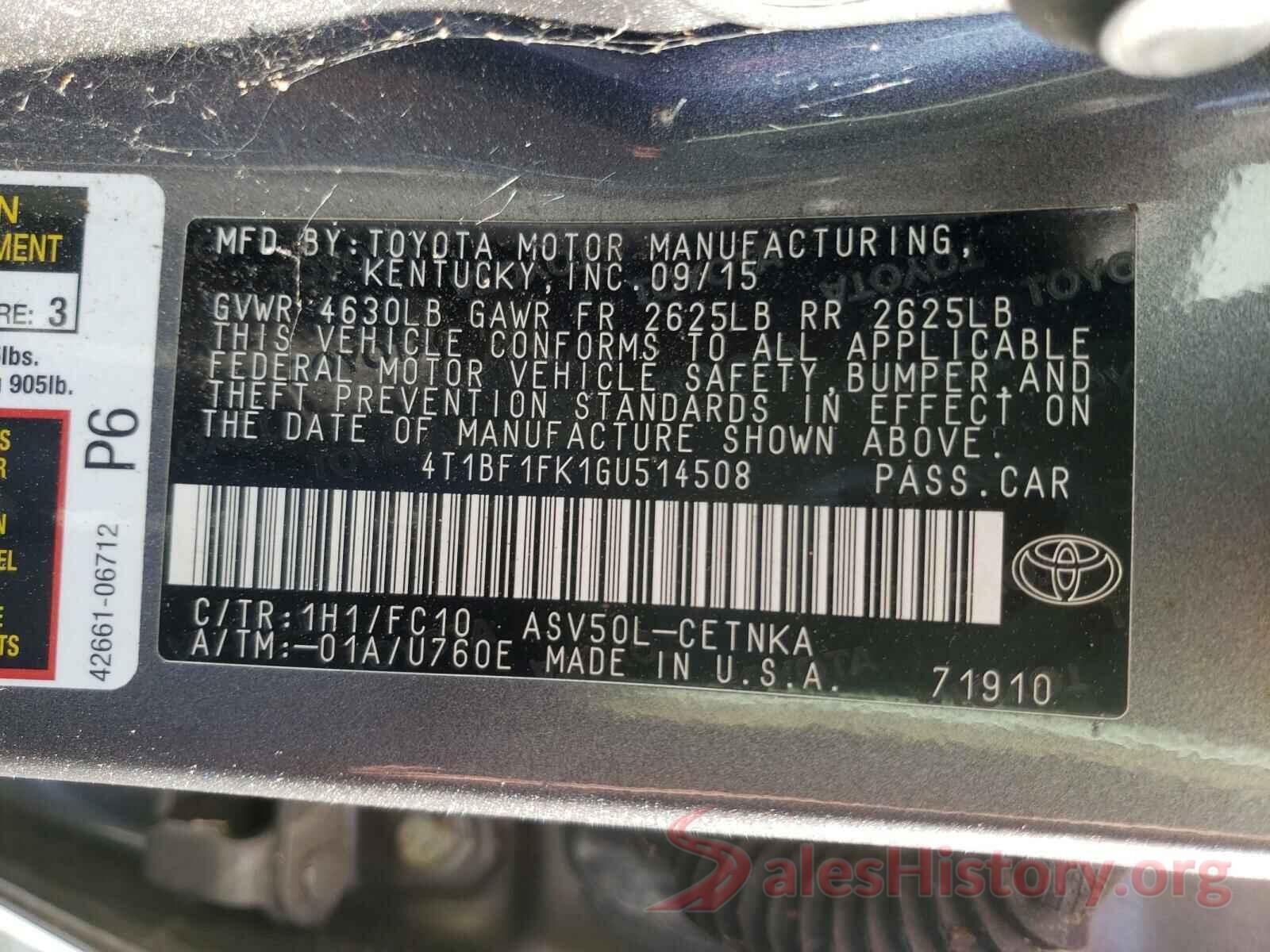 4T1BF1FK1GU514508 2016 TOYOTA CAMRY