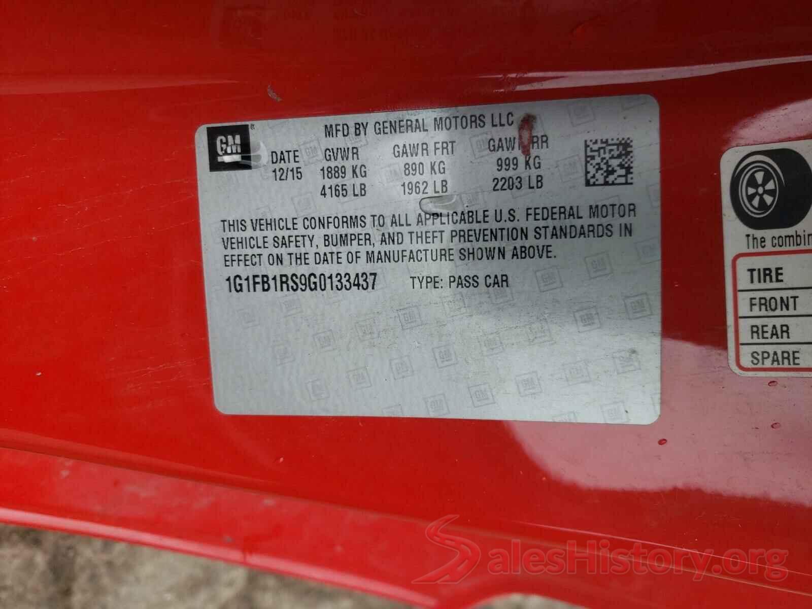 1G1FB1RS9G0133437 2016 CHEVROLET CAMARO