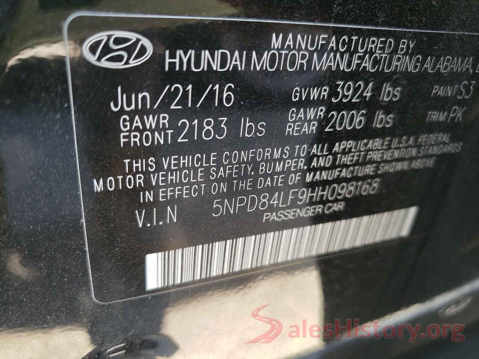 5NPD84LF9HH098168 2017 HYUNDAI ELANTRA