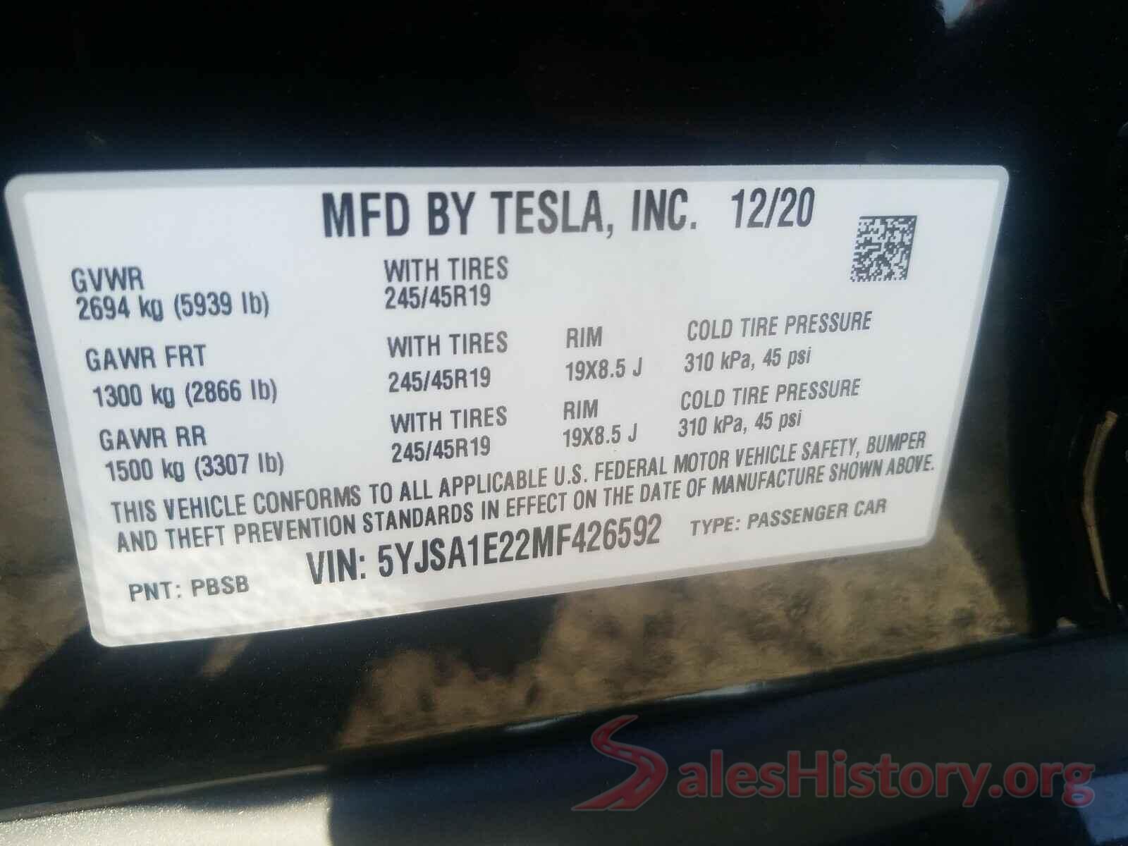 5YJSA1E22MF426592 2021 TESLA MODEL S