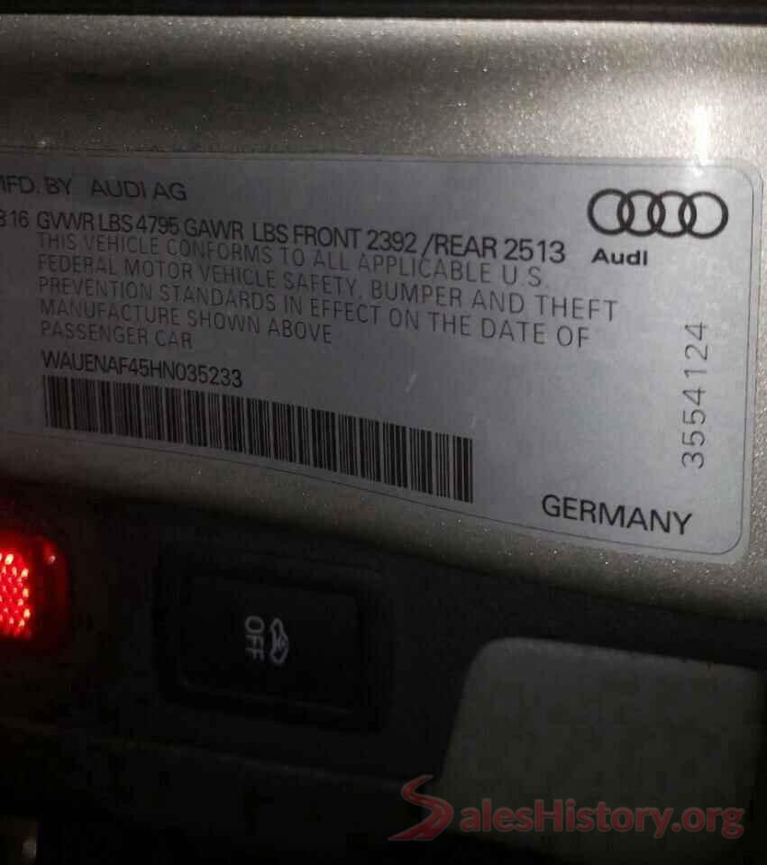 WAUENAF45HN035233 2017 AUDI A4