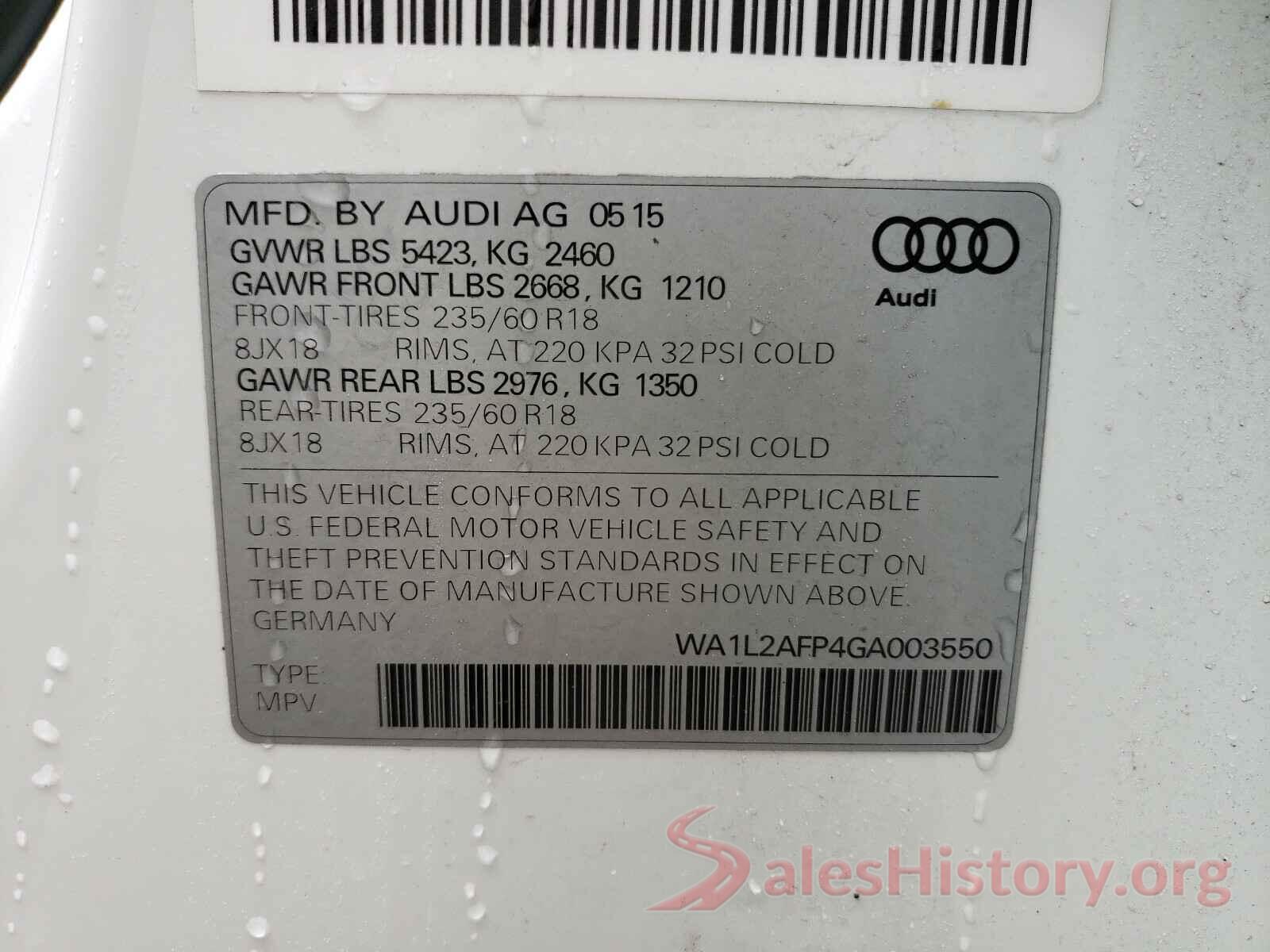 WA1L2AFP4GA003550 2016 AUDI Q5