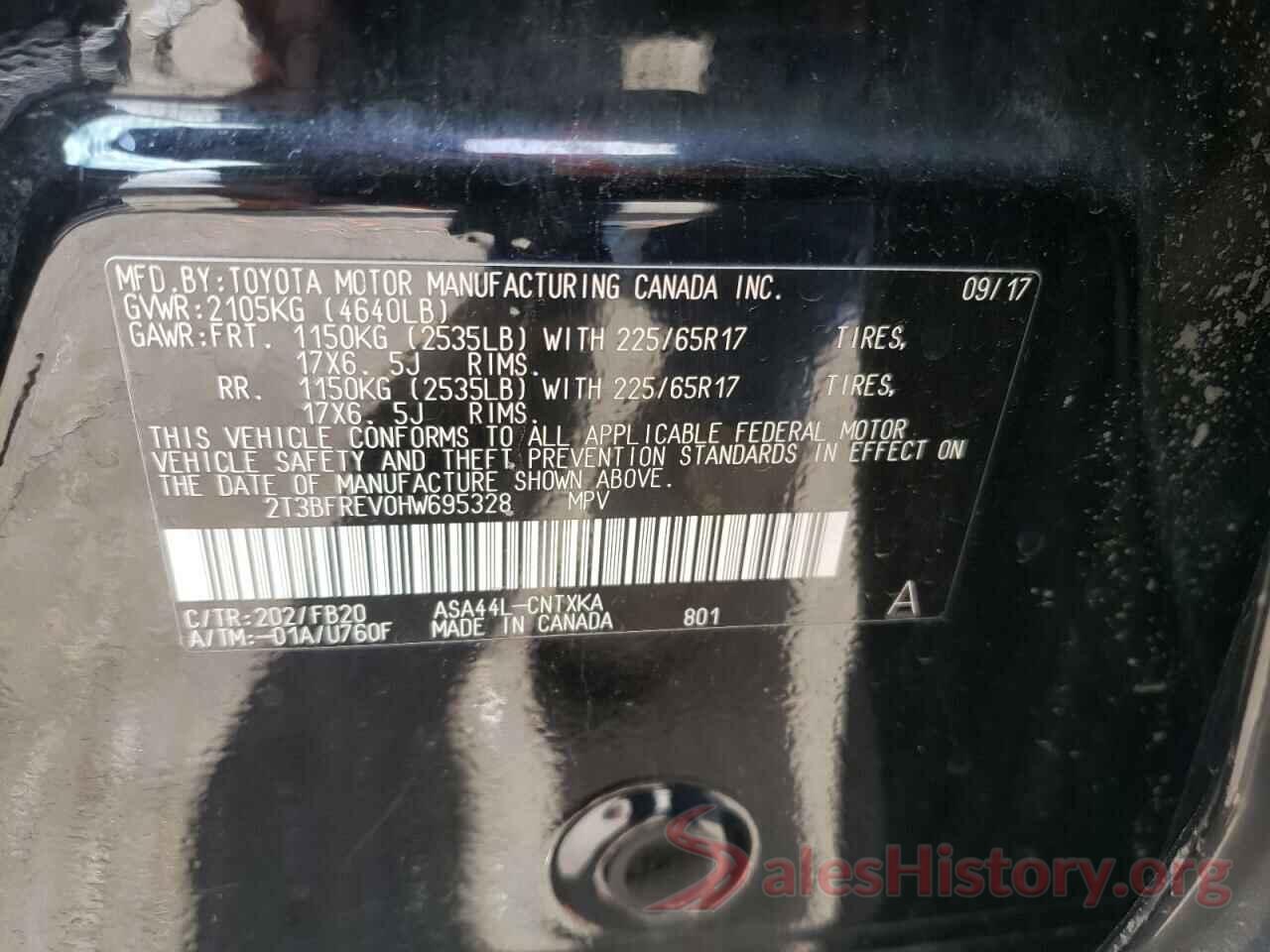 2T3BFREV0HW695328 2017 TOYOTA RAV4