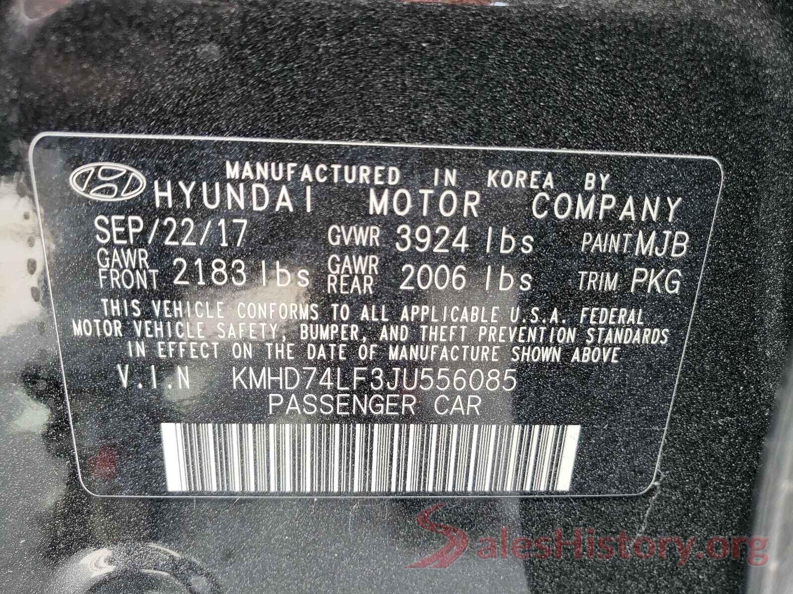 KMHD74LF3JU556085 2018 HYUNDAI ELANTRA