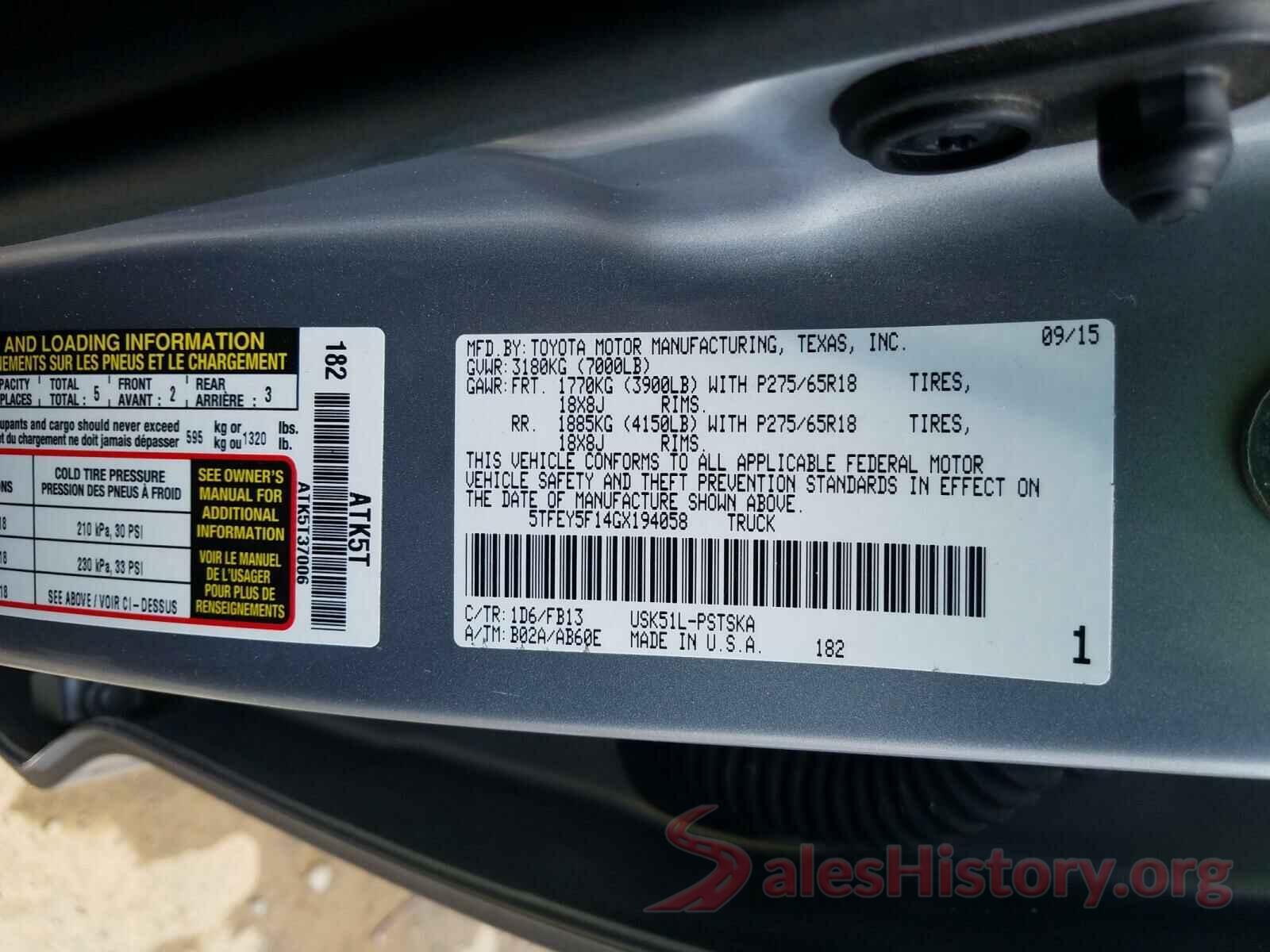 5TFEY5F14GX194058 2016 TOYOTA TUNDRA