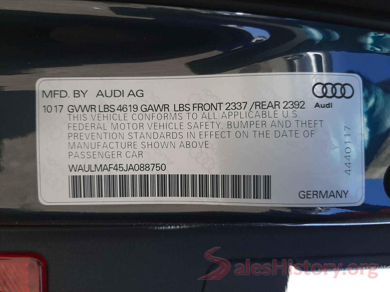 WAULMAF45JA088750 2018 AUDI A4