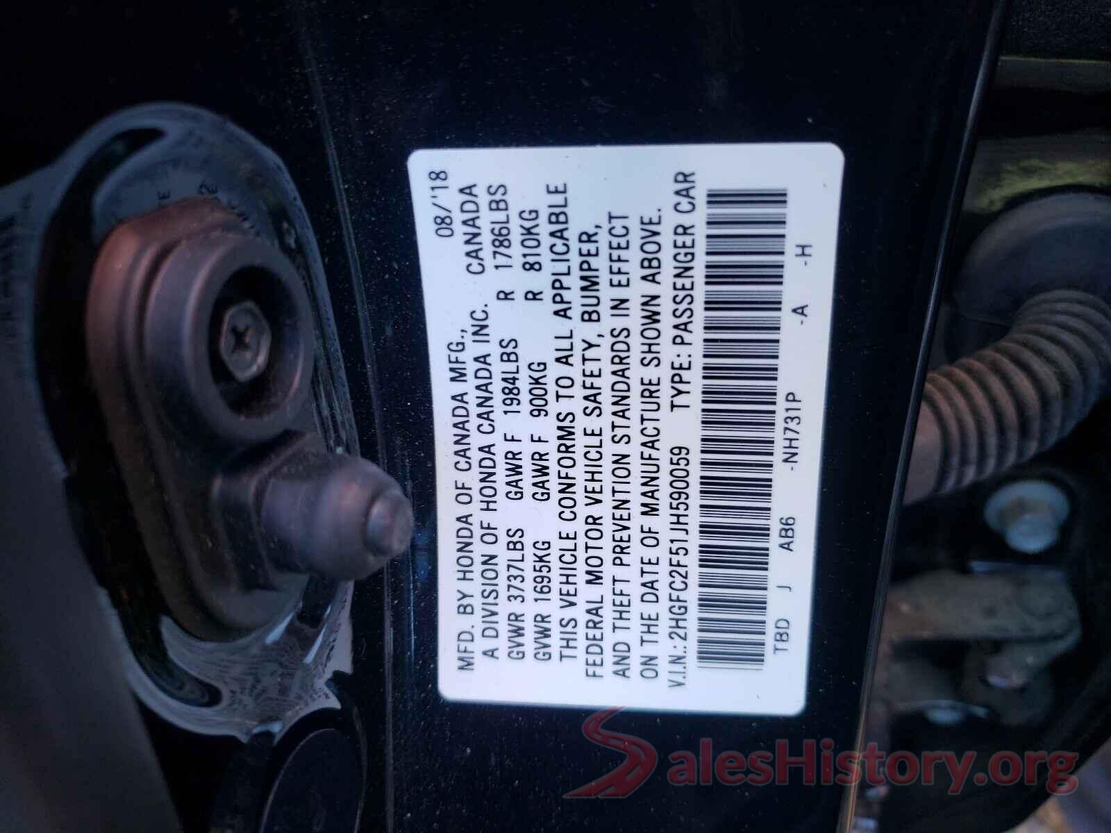 2HGFC2F51JH590059 2018 HONDA CIVIC