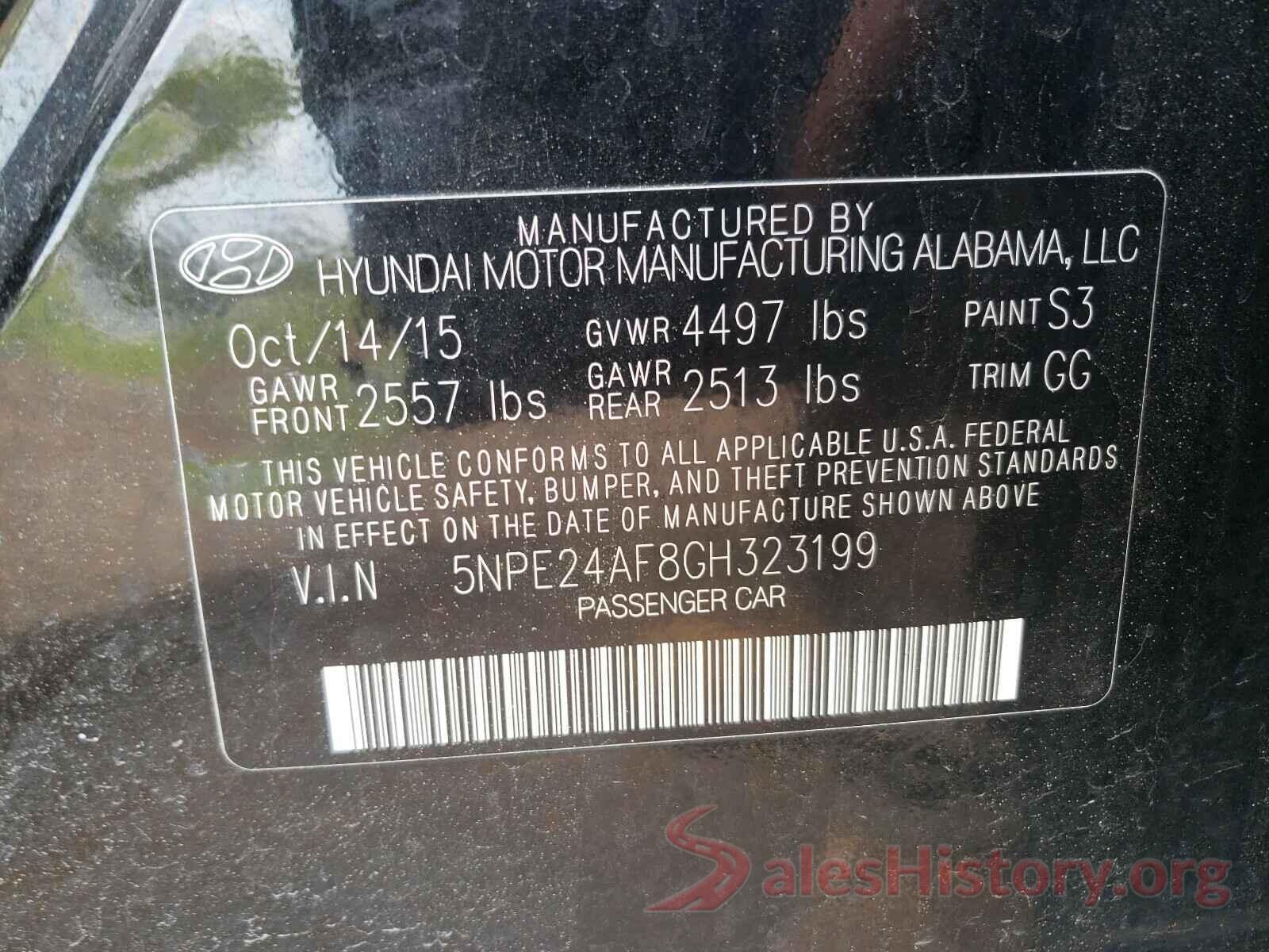 5NPE24AF8GH323199 2016 HYUNDAI SONATA