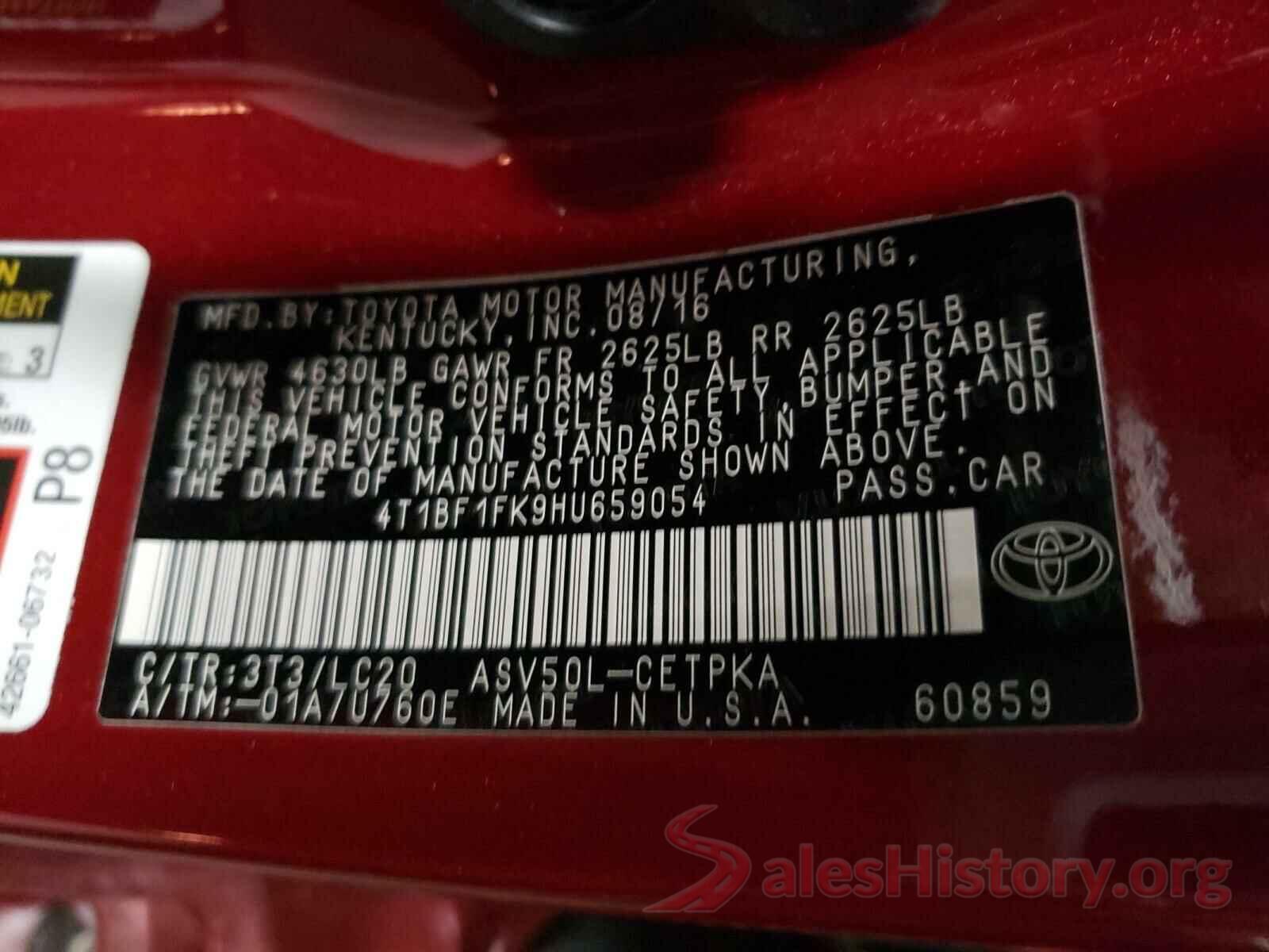 4T1BF1FK9HU659054 2017 TOYOTA CAMRY