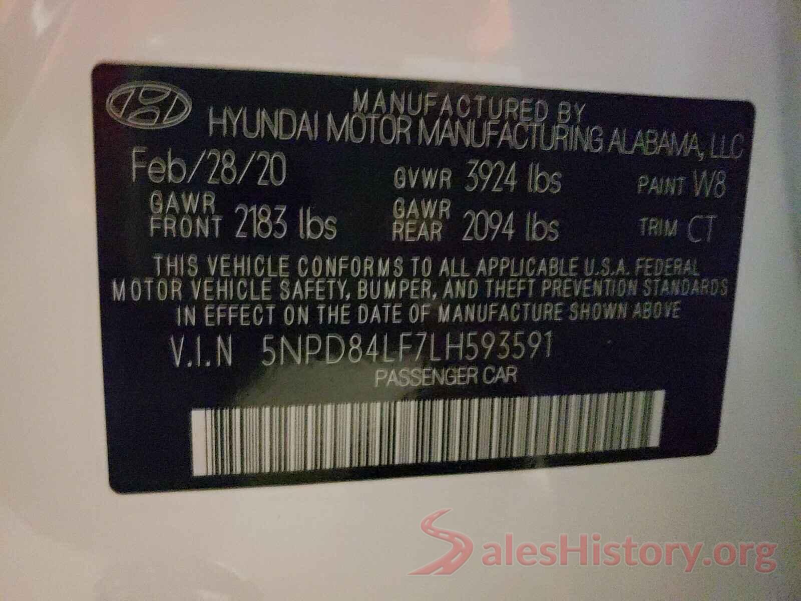 5NPD84LF7LH593591 2020 HYUNDAI ELANTRA