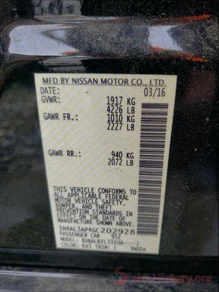 1N4AL3AP4GC202928 2016 NISSAN ALTIMA